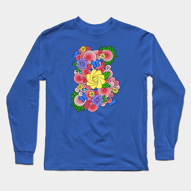 Flowers and Butterflies Long Sleeve T-Shirt by PNFDesigns